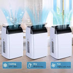 GustoWave Aire Acondicionado de 14000 BTU con Control Remoto, Unidad de AC Portátil para Habitaciones de hasta 70 m², Blanco/Negro
