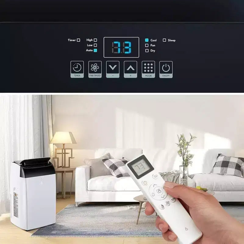 GustoWave Aire Acondicionado de 14000 BTU con Control Remoto, Unidad de AC Portátil para Habitaciones de hasta 70 m², Blanco/Negro