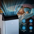 GustoWave Aire Acondicionado de 14000 BTU con Control Remoto, Unidad de AC Portátil para Habitaciones de hasta 70 m², Blanco/Negro