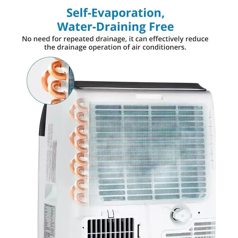 GustoWave Aire Acondicionado de 14000 BTU con Control Remoto, Unidad de AC Portátil para Habitaciones de hasta 70 m², Blanco/Negro