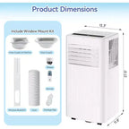 Aire acondicionado portátil 3 en 1 de 10,000 BTU - Enfría hasta 52 m², pantalla LED, control remoto y kit de ventilación para ventana incluidos