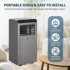 GustoWave Aire Acondicionado Portátil 4 en 1 de 8.000 BTU - Enfría hasta 32.5 m², Funcionamiento Silencioso, Control Remoto, Temporizador de 24H, Pantalla LED