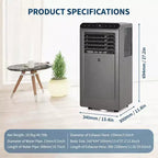 GustoWave Aire Acondicionado Portátil 4 en 1 de 8.000 BTU - Enfría hasta 32.5 m², Funcionamiento Silencioso, Control Remoto, Temporizador de 24H, Pantalla LED
