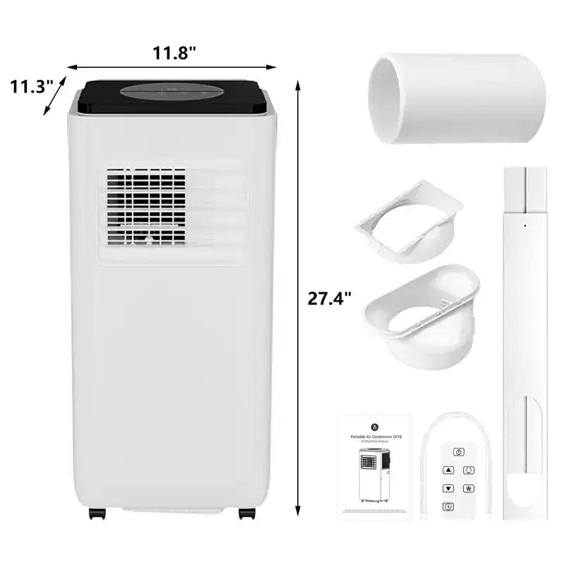 Aire Acondicionado Portátil GustoWave de 10000 BTU para Habitaciones de hasta 450 Pies Cuadrados con Temporizador de 24H, Modo de Suspensión, Tapa Negra
