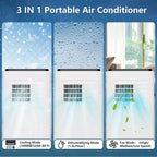 Aire Acondicionado Portátil GustoWave de 10000 BTU para Habitaciones de hasta 450 Pies Cuadrados con Temporizador de 24H, Modo de Suspensión, Tapa Negra