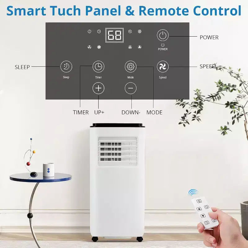 Aire Acondicionado Portátil GustoWave de 10000 BTU para Habitaciones de hasta 450 Pies Cuadrados con Temporizador de 24H, Modo de Suspensión, Tapa Negra