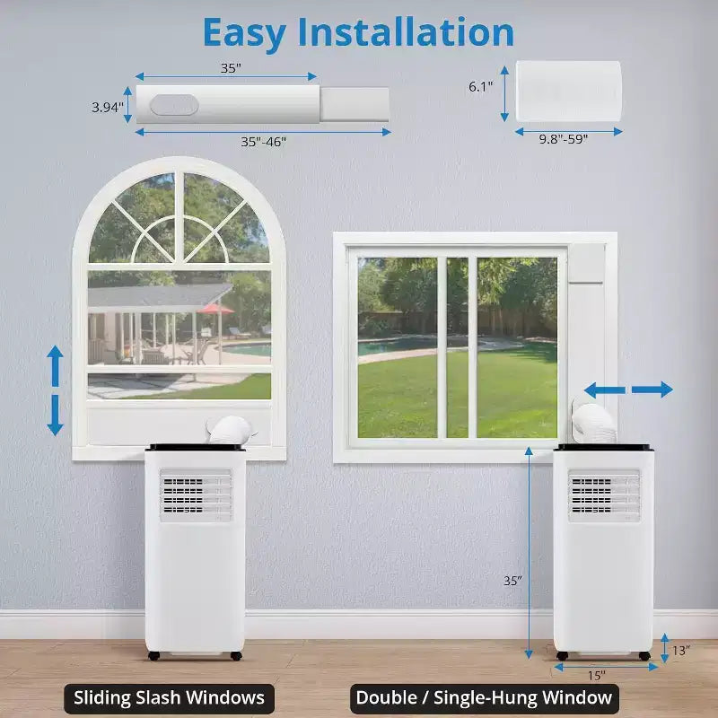 Aire Acondicionado Portátil GustoWave de 10000 BTU para Habitaciones de hasta 450 Pies Cuadrados con Temporizador de 24H, Modo de Suspensión, Tapa Negra