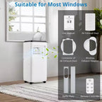 Aire Acondicionado Portátil GustoWave de 10000 BTU para Habitaciones de hasta 450 Pies Cuadrados con Temporizador de 24H, Modo de Suspensión, Tapa Negra