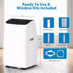 GustoWave Aire Acondicionado Portátil de 14000 BTU con Calefacción, Unidad de AC Interior para Habitaciones de hasta 70 m², Blanco/Negro