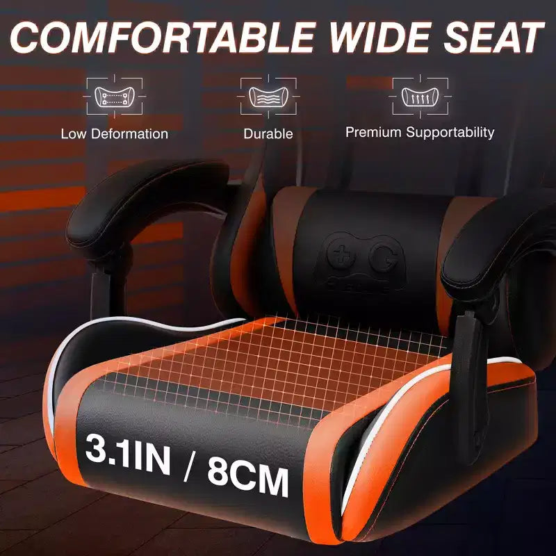 Silla de oficina ejecutiva de cuero KERDOM, silla de oficina ergonómica de respaldo alto con soporte lumbar y reposabrazos acolchados