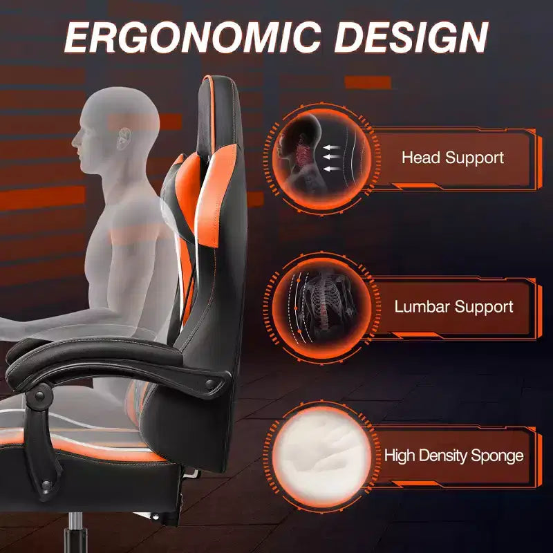 Silla de oficina ejecutiva de cuero KERDOM, silla de oficina ergonómica de respaldo alto con soporte lumbar y reposabrazos acolchados