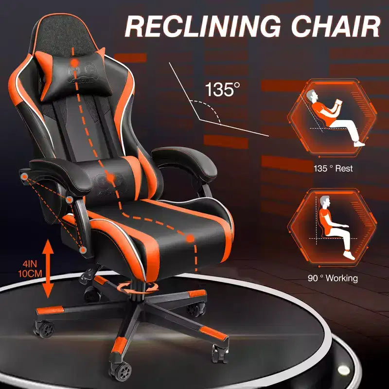 Silla de oficina ejecutiva de cuero KERDOM, silla de oficina ergonómica de respaldo alto con soporte lumbar y reposabrazos acolchados