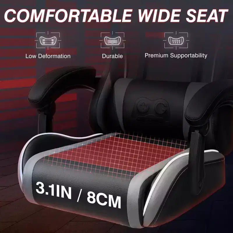Silla de oficina ejecutiva de cuero KERDOM, silla de oficina ergonómica de respaldo alto con soporte lumbar y reposabrazos acolchados