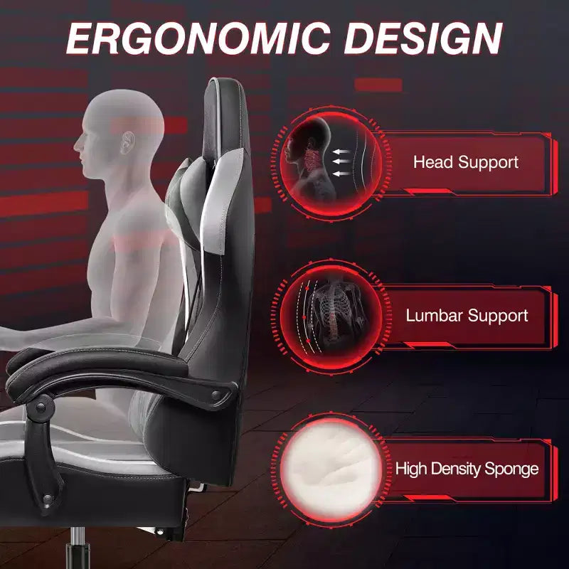 Silla de oficina ejecutiva de cuero KERDOM, silla de oficina ergonómica de respaldo alto con soporte lumbar y reposabrazos acolchados
