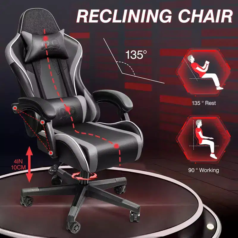 Silla de oficina ejecutiva de cuero KERDOM, silla de oficina ergonómica de respaldo alto con soporte lumbar y reposabrazos acolchados
