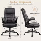 Silla de oficina ejecutiva de cuero KERDOM, silla de oficina ergonómica de respaldo alto con soporte lumbar y reposabrazos acolchados