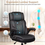 Silla de oficina ejecutiva de cuero KERDOM, silla de oficina ergonómica de respaldo alto con soporte lumbar y reposabrazos acolchados