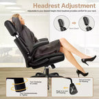 Silla de oficina ejecutiva de cuero KERDOM, silla de oficina ergonómica de respaldo alto con soporte lumbar y reposabrazos acolchados