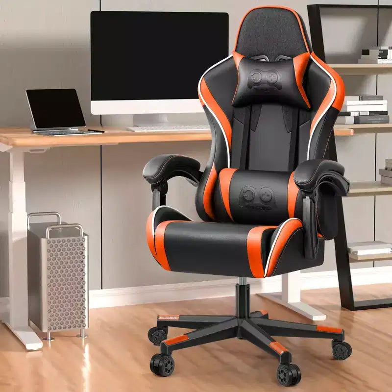 Silla de oficina ejecutiva de cuero KERDOM, silla de oficina ergonómica de respaldo alto con soporte lumbar y reposabrazos acolchados