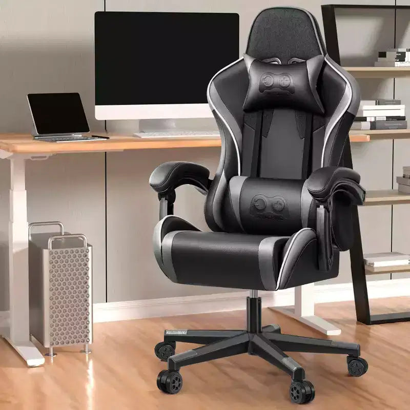 Silla de oficina ejecutiva de cuero KERDOM, silla de oficina ergonómica de respaldo alto con soporte lumbar y reposabrazos acolchados