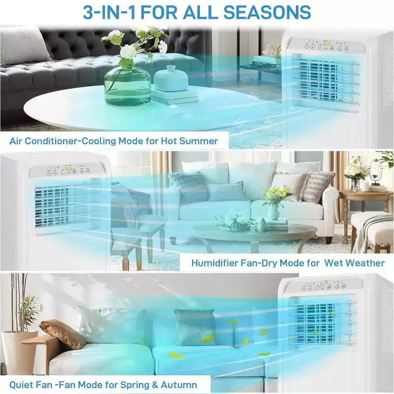 Acondicionador de aire portátil GustoWave 3 en 1 de 10000 BTU, enfría hasta 42 m² para el hogar, la oficina y el dormitorio
