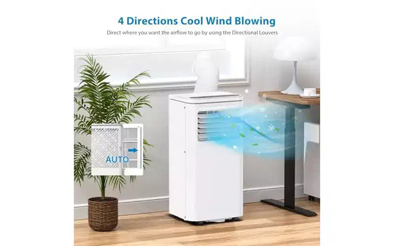 Aire Acondicionado Portátil 3 en 1 de 8.000/10.000 BTU - Enfría hasta 41,8 m², Funcionamiento Silencioso, Filtro Lavable, R32 Ecológico
