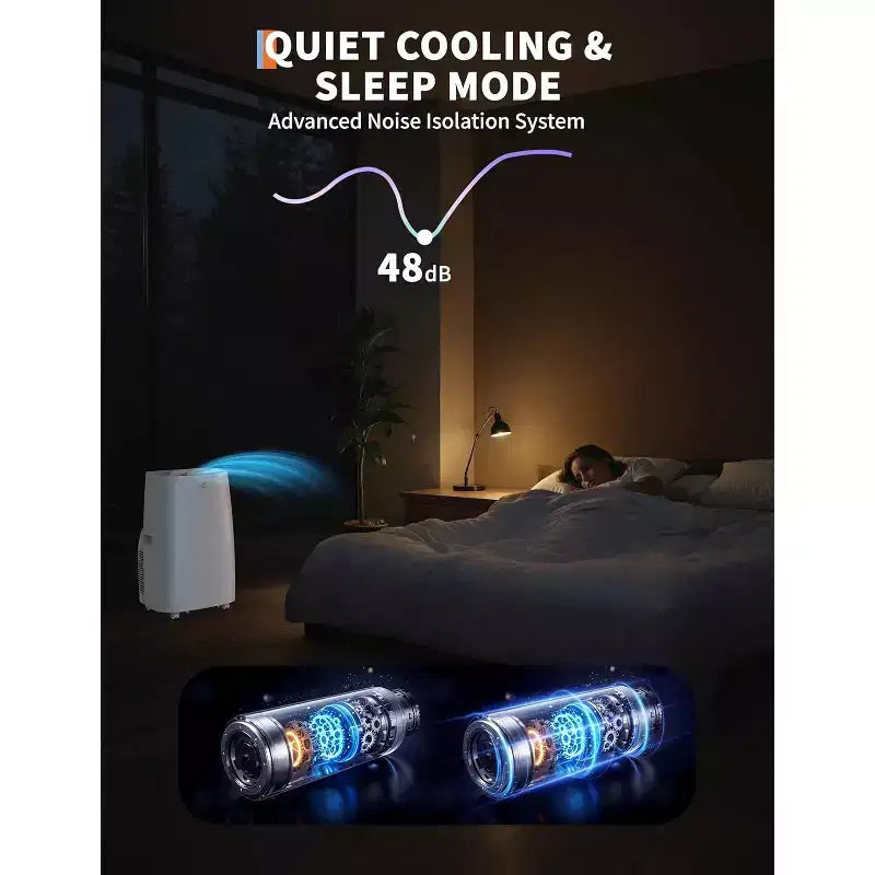 Aire acondicionado portátil 3 en 1 de 14,000 BTU - Enfría hasta 700 pies cuadrados, temporizador de 24 horas, control remoto para dormitorio y oficina