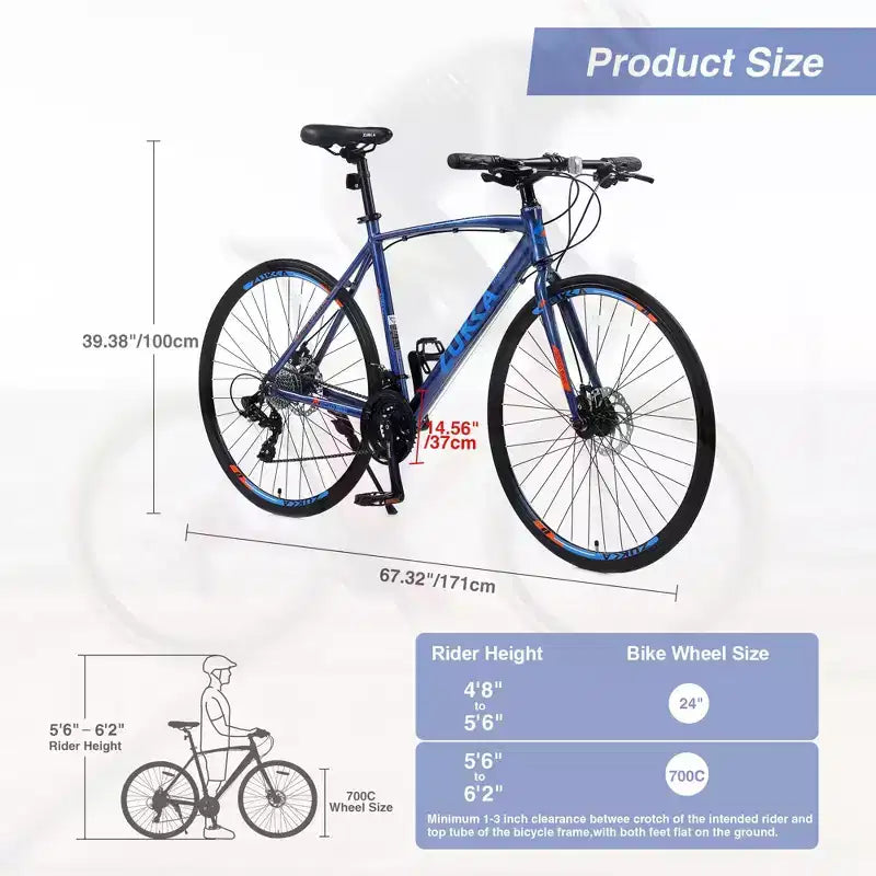 Bicicleta híbrida NAYSAYE 27.5 de 3x8/24 velocidades con frenos de disco y cuadro de aluminio para jóvenes, adultos, hombres y mujeres, ciclismo urbano, 67.32*14.56*39.37
