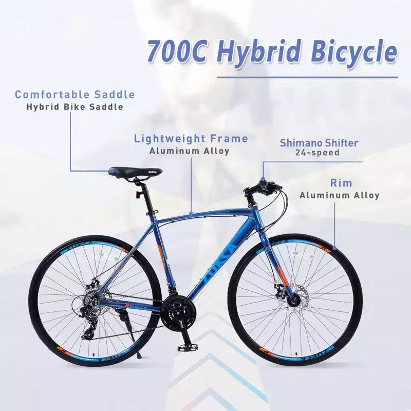 Bicicleta híbrida NAYSAYE 27.5 de 3x8/24 velocidades con frenos de disco y cuadro de aluminio para jóvenes, adultos, hombres y mujeres, ciclismo urbano, 67.32*14.56*39.37