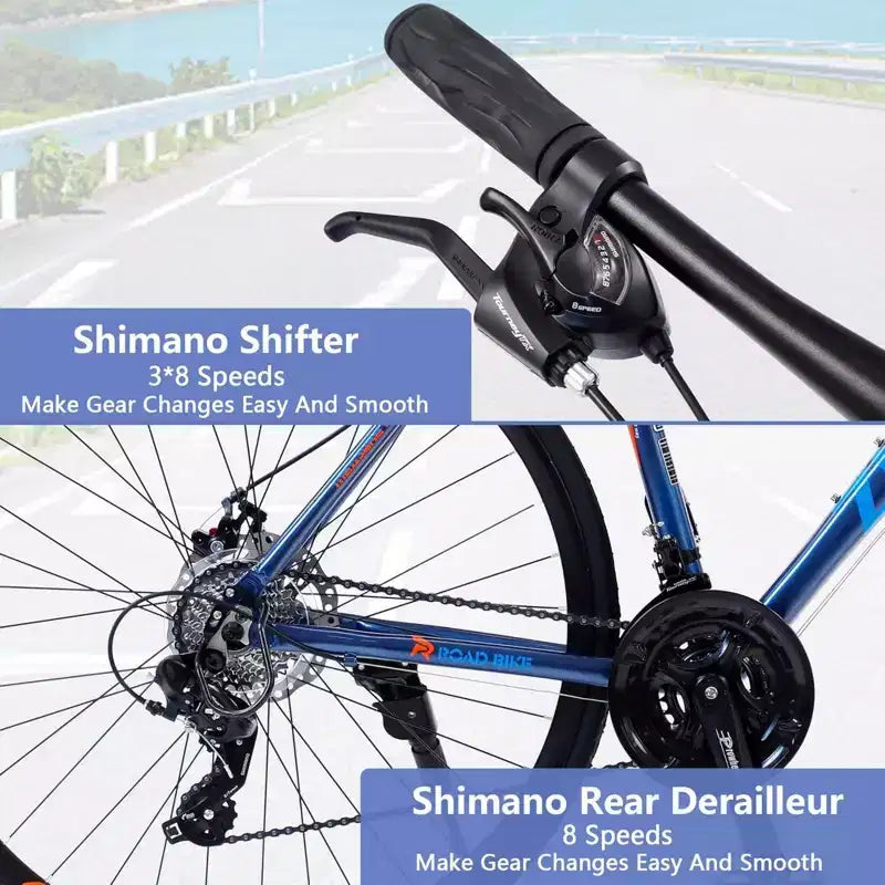 Bicicleta híbrida NAYSAYE 27.5 de 3x8/24 velocidades con frenos de disco y cuadro de aluminio para jóvenes, adultos, hombres y mujeres, ciclismo urbano, 67.32*14.56*39.37