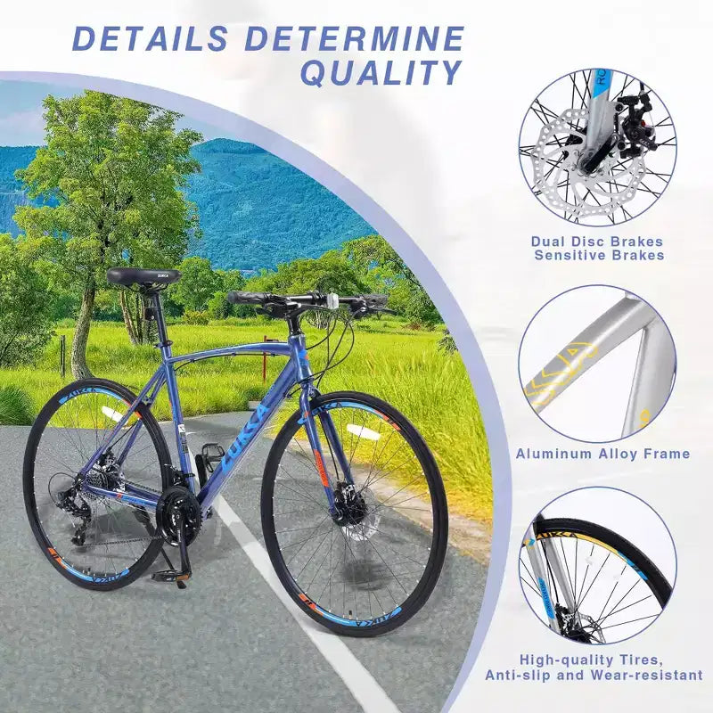 Bicicleta híbrida NAYSAYE 27.5 de 3x8/24 velocidades con frenos de disco y cuadro de aluminio para jóvenes, adultos, hombres y mujeres, ciclismo urbano, 67.32*14.56*39.37