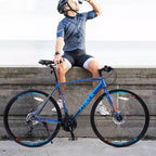 Bicicleta híbrida NAYSAYE 27.5 de 3x8/24 velocidades con frenos de disco y cuadro de aluminio para jóvenes, adultos, hombres y mujeres, ciclismo urbano, 67.32*14.56*39.37