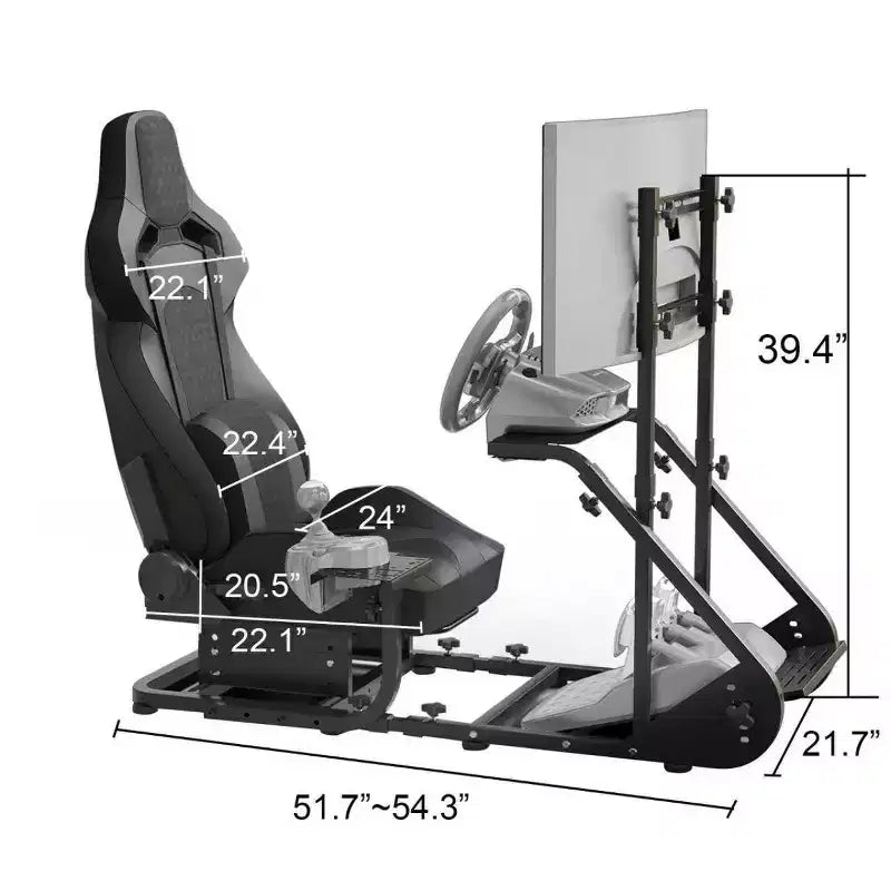 JVNOXK Cockpit de Volante de Carreras Mejorado y Estabilizado, Simulador de Conducción Ajustable (Excluye Freno de Mano, Pedales y Pantalla)