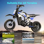 ECOLEAP K1 Moto de Cross Eléctrica para Niños 36V, 25.7 KM/H Rápida, 22.5 KM de Autonomía, Motor de 700W Pico, 3 Modos de Velocidad, Neumáticos Todoterreno de 12 Pulgadas, UL, Edades 3-10