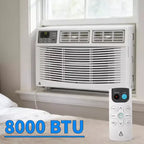 GustoWave Window Air Conditioner, Small AC Window Unit with Remote and Window Kit, White
