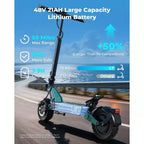 Patinete eléctrico ECOLEAP L7 para adultos, motor pico de 1500 W, 45 km/h, autonomía de 80 km, doble suspensión, frenos de disco delanteros y traseros, certificación UL
