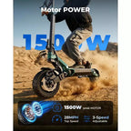 Patinete eléctrico ECOLEAP L7 para adultos, motor pico de 1500 W, 45 km/h, autonomía de 80 km, doble suspensión, frenos de disco delanteros y traseros, certificación UL
