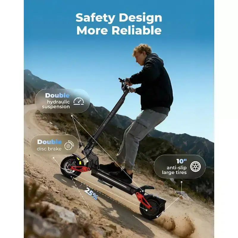 Patinete eléctrico ECOLEAP L7 PRO para adultos, motor dual de pico de 4000 W, 70 km/h, autonomía de 120 km, doble suspensión, frenos de disco delanteros y traseros, UL