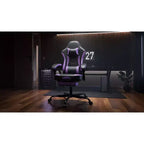Silla Gaming Ergonómica Ora Maison con Reposapiés y Soporte Lumbar de Masaje, Silla de Ordenador Giratoria Ajustable en Altura para Adultos, Capacidad de 136 kg, Morado