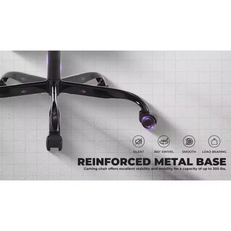 Silla Gaming Ergonómica Ora Maison con Reposapiés y Soporte Lumbar de Masaje, Silla de Ordenador Giratoria Ajustable en Altura para Adultos, Capacidad de 136 kg, Morado