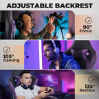 Silla Gaming Ergonómica Ora Maison con Reposapiés y Soporte Lumbar de Masaje, Silla de Ordenador Giratoria Ajustable en Altura para Adultos, Capacidad de 136 kg, Morado