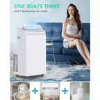 Acekool Aire Acondicionado Portátil 3 en 1 de 12000 BTU, Enfría 51 m², Control Remoto, Oscilación Automática y Temporizador, Blanco