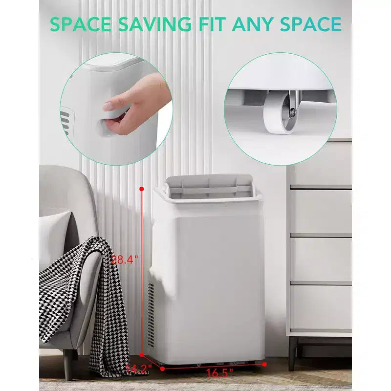 Acekool Aire Acondicionado Portátil 3 en 1 de 12000 BTU, Enfría 51 m², Control Remoto, Oscilación Automática y Temporizador, Blanco
