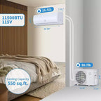 Acekool 11500 BTU Aire Acondicionado y Calefactor Mini Split, Aire Acondicionado Inverter sin Ductos con Wi-Fi 230V, Enfría Calienta 70 m², Blanco