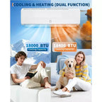 Acekool Sistema Mini Split de 12.000 BTU SEER2 19 de Aire Acondicionado y Calefacción, Inverter 6 en 1, Sin Ductos, Montaje en Pared, Blanco, Con Kits de Instalación