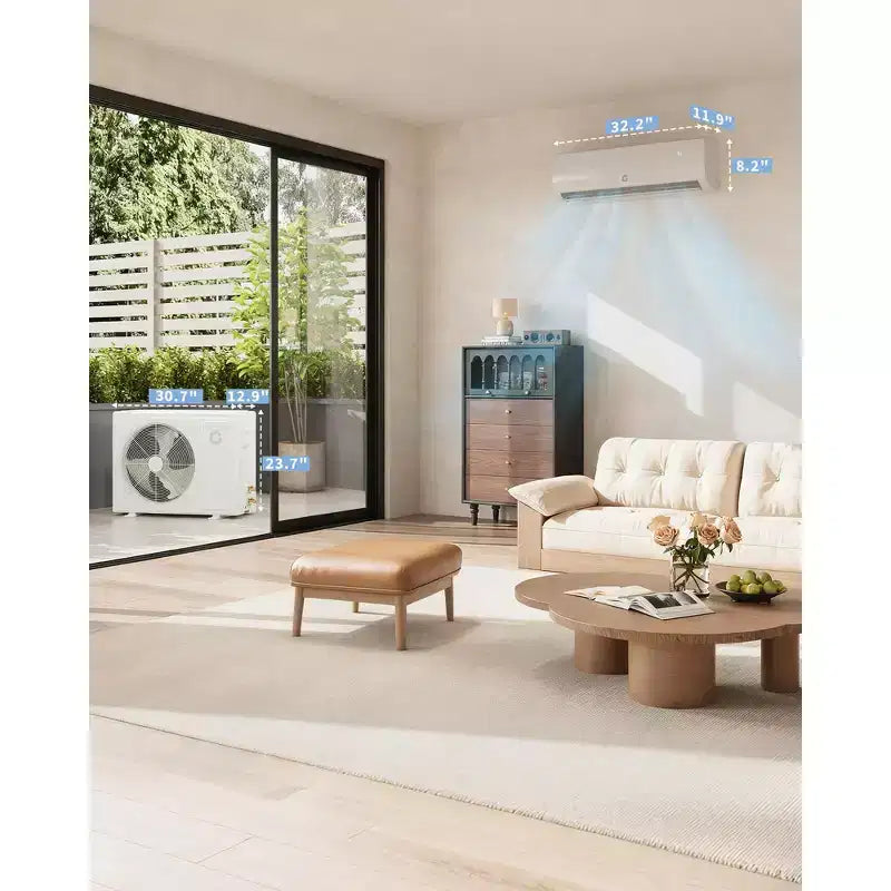 Acekool Sistema Mini Split de 12.000 BTU SEER2 19 de Aire Acondicionado y Calefacción, Inverter 6 en 1, Sin Ductos, Montaje en Pared, Blanco, Con Kits de Instalación