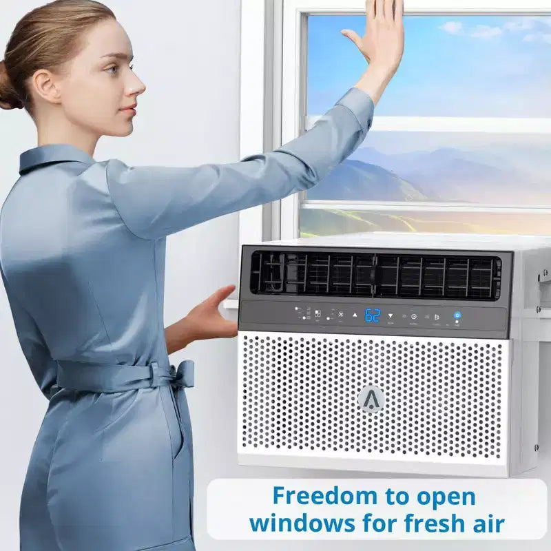 Acekool Aire Acondicionado de Ventana de 8,000 BTU, Unidad de CA Silenciosa en Forma de U con Deshumidificador y Ventilador, Enfría hasta 37 m², Control Remoto, Fácil Instalación