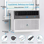 Acekool Aire Acondicionado de Ventana de 8,000 BTU, Unidad de CA Silenciosa en Forma de U con Deshumidificador y Ventilador, Enfría hasta 37 m², Control Remoto, Fácil Instalación