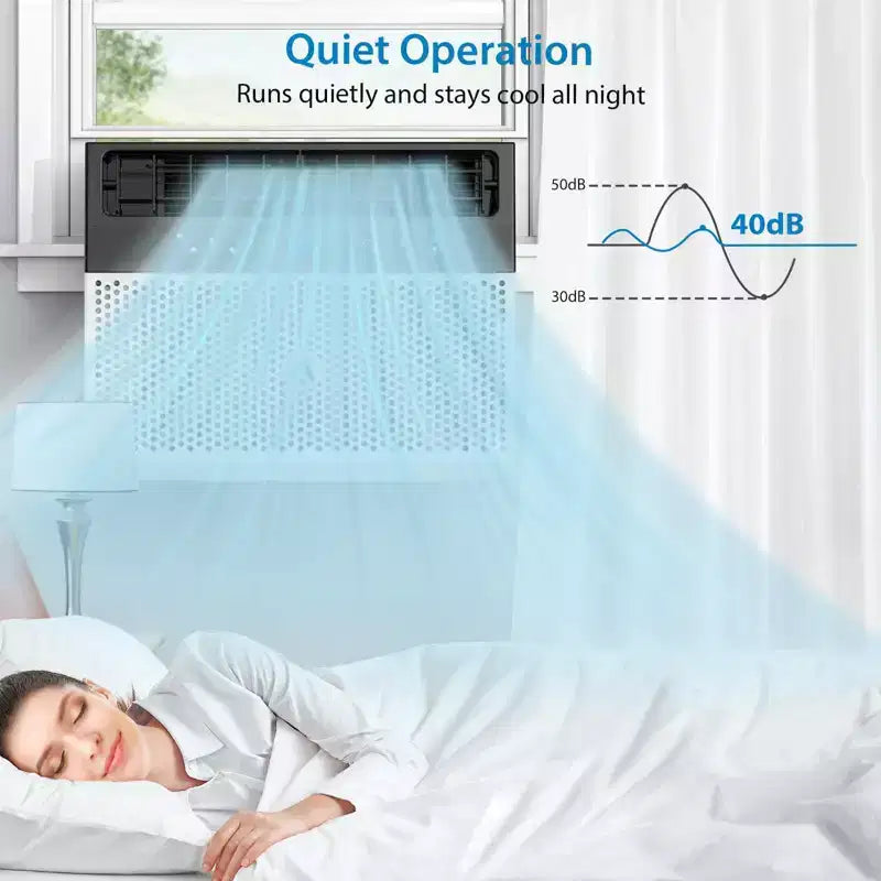 Acekool Aire Acondicionado de Ventana de 8,000 BTU, Unidad de CA Silenciosa en Forma de U con Deshumidificador y Ventilador, Enfría hasta 37 m², Control Remoto, Fácil Instalación