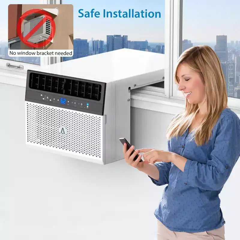 Acekool Aire Acondicionado de Ventana de 8,000 BTU, Unidad de CA Silenciosa en Forma de U con Deshumidificador y Ventilador, Enfría hasta 37 m², Control Remoto, Fácil Instalación
